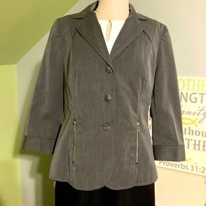 Larry Levine Signature Gray Fitted Blazer Sz 10